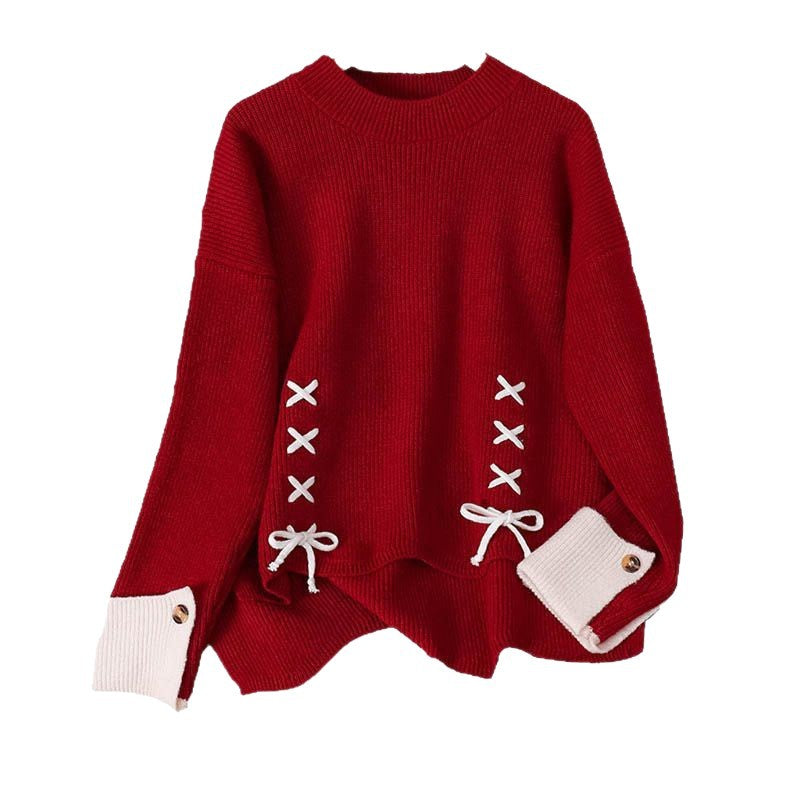 Pull en tricot épais pour femmes avec des détails de lacets ludiques Chic & Stil
