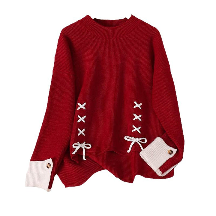 Pull en tricot épais pour femmes avec des détails de lacets ludiques Chic & Stil