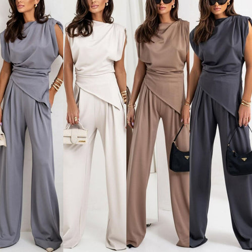 Ladies elegant jumpsuit with asymmetric cut and wide leg Lune London