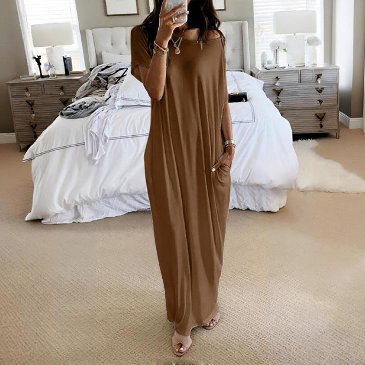 Women Loose Maxi Dress with Animal Print and Side Pockets Lune London