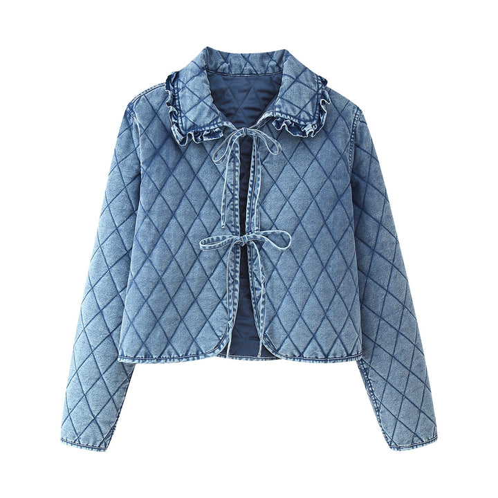 Quilted utility jacket for women with elegant collar and gathered details Lune London