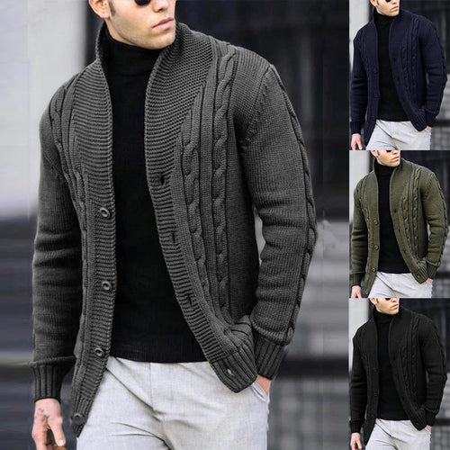 Cardigan for men with cable pattern and shawl collar Lune London
