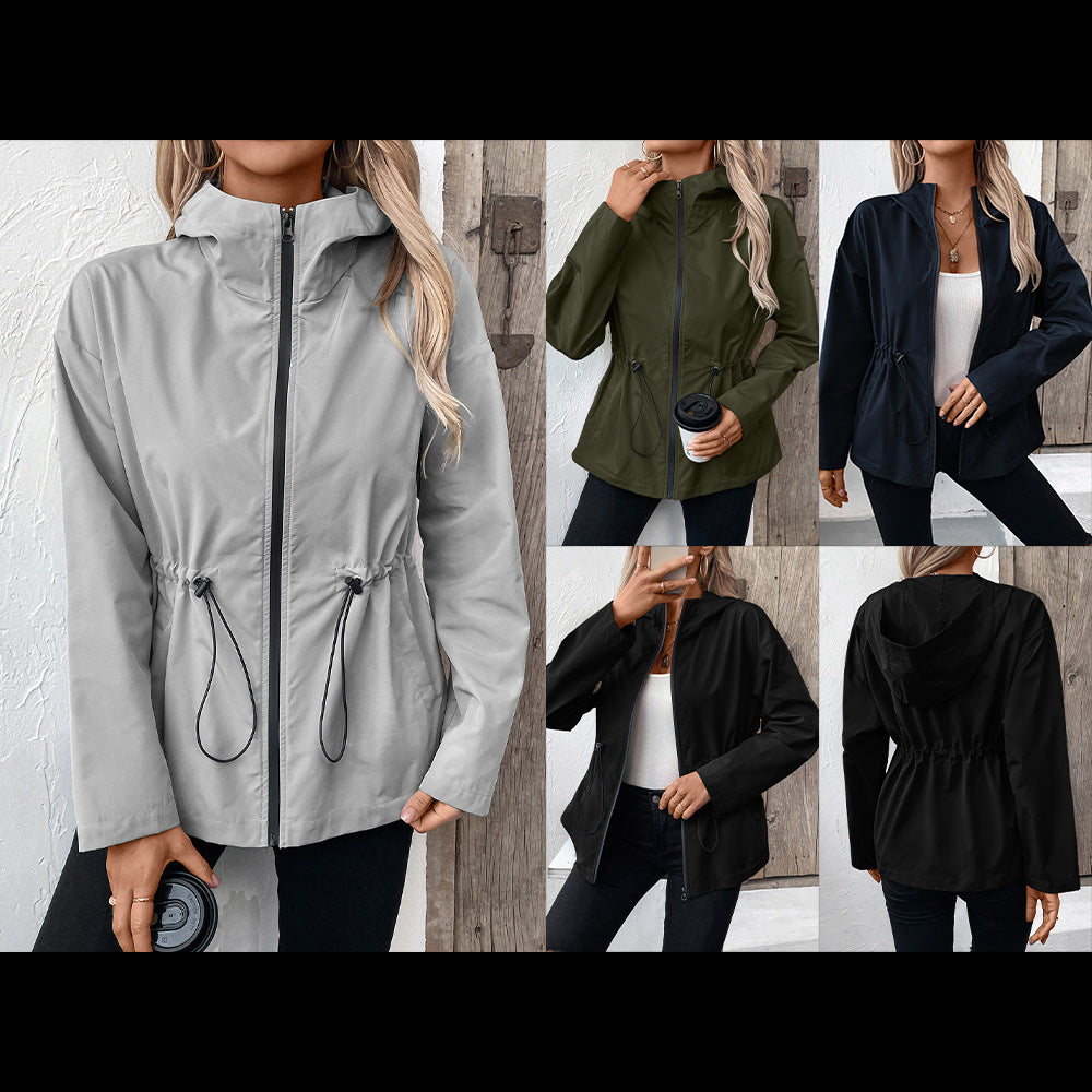 Lightweight hooded jacket for women with adjustable waist Lune London