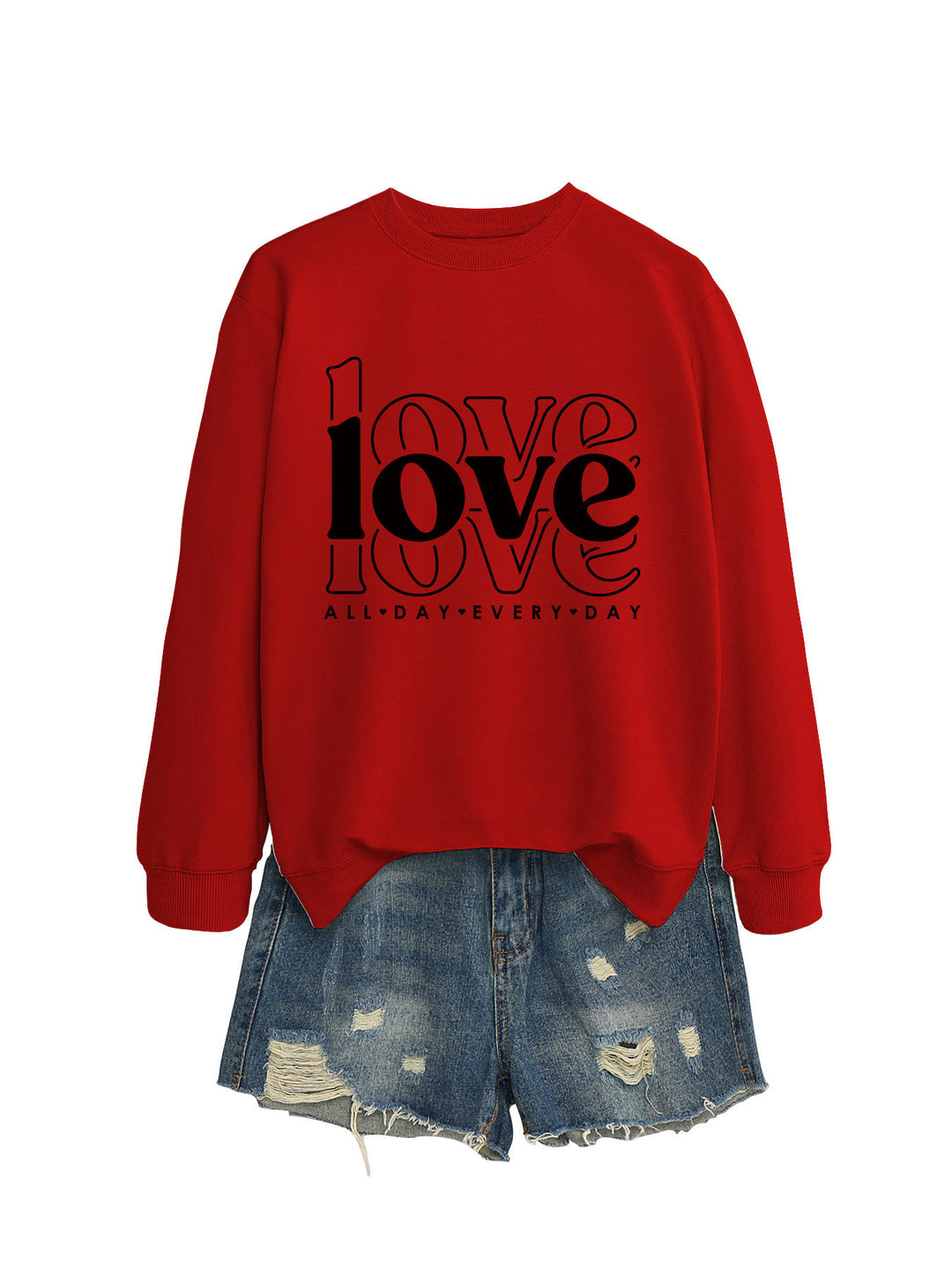 Sweat-shirt pour femmes avec des manches volumineuses et imprimé moderne "love" Chic & Stil