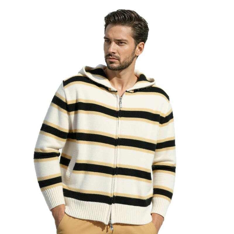 Hooded jacket for men with modern stripes and practical pockets Lune London