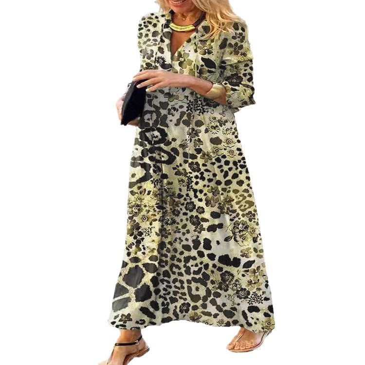 Ladies Chic Leopard Print Maxi Dress Lune London