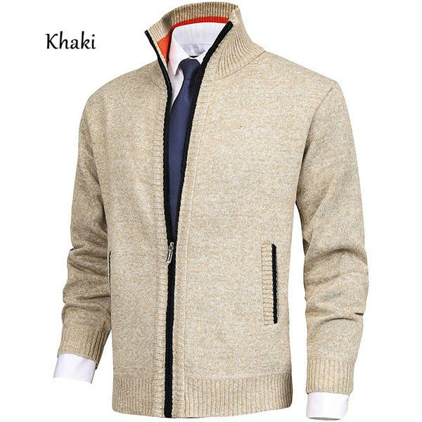 Men's knitted jacket with high collar and zipper Lune London