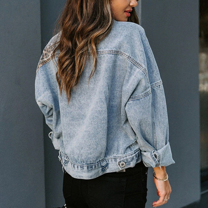 Dames veste en jean tendance avec motif animal Chic & Stil