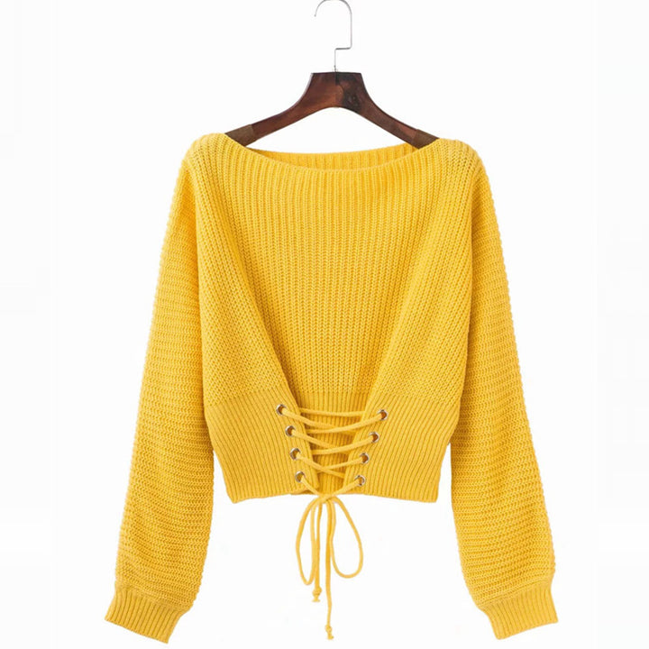 Women's sweater with a deep back neckline and decorative lace details Chic and Style