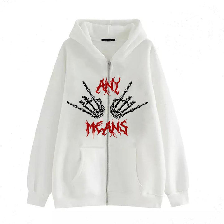 Women's hoodie with unique skeleton design and practical kangaroo pockets Lune London
