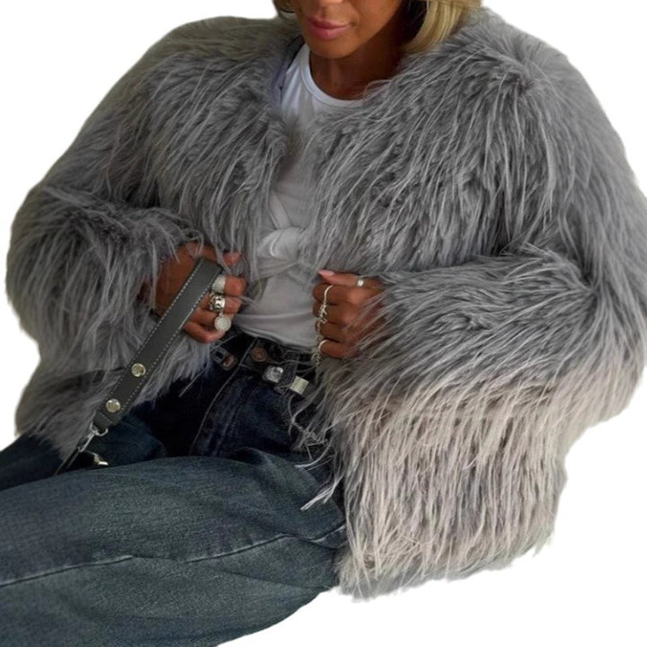 Ladies Chic and Stylish Oversized Sleeve Faux Fur Jacket