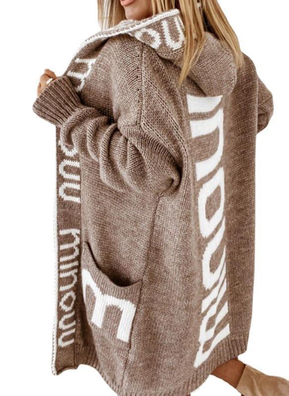 Ladies Oversize Knit Coat with Practical Pocket Design Lune London
