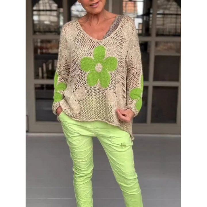 Women's Lightweight Knit Sweater with Floral Pattern Lune London