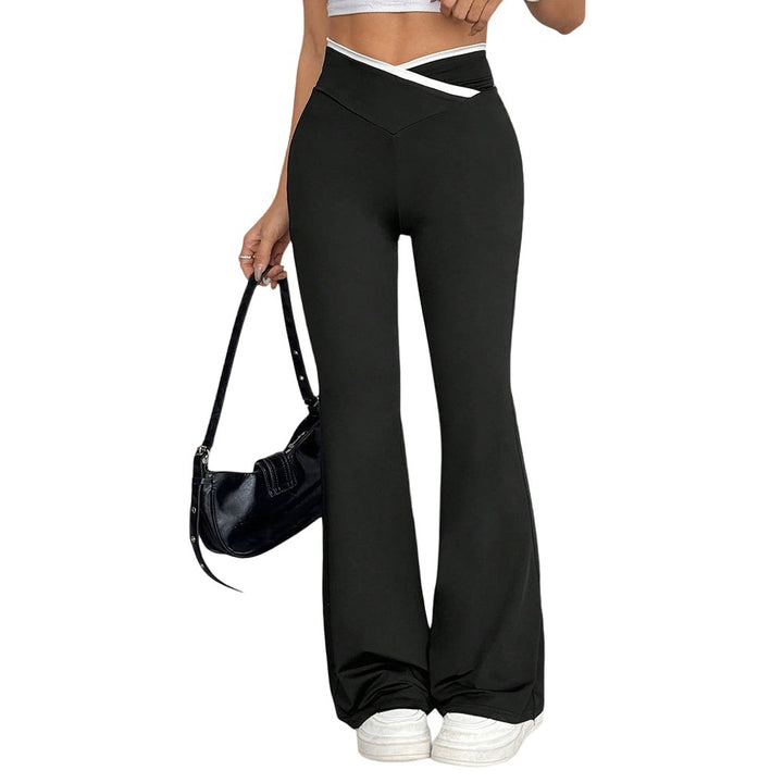Pantalons de yoga évasés pour femmes avec taille haute et détails de surpiqûres élégants Chic & Stil