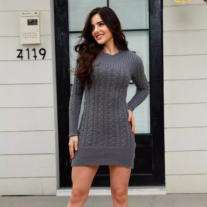 Knitted dress for ladies with a stylish twisted pattern and a fitted cut Lune London