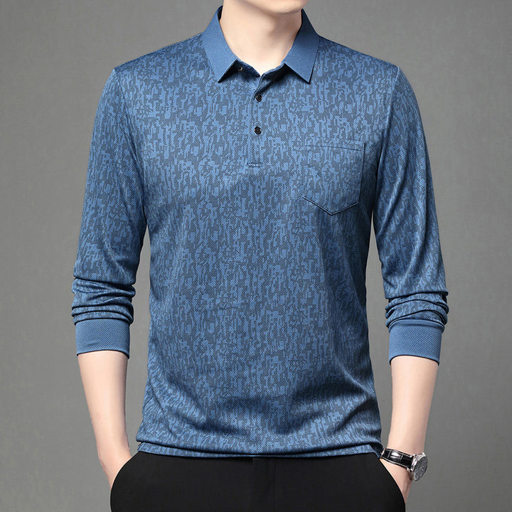 Polo shirt for men with graphic pattern and breathable functional material Lune London