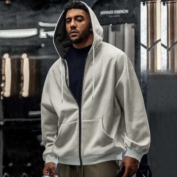 Hooded jacket for men with high-quality zipper and practical kangaroo pocket Lune London