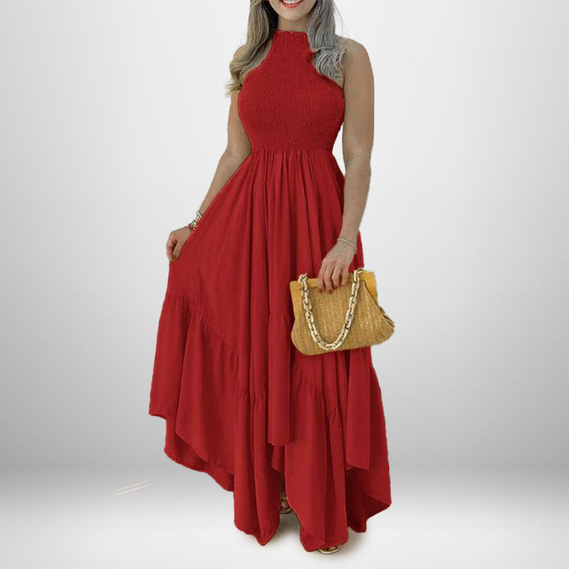 Robe maxi élégante pour femmes avec col haut et jupe fluide Chic & Stil