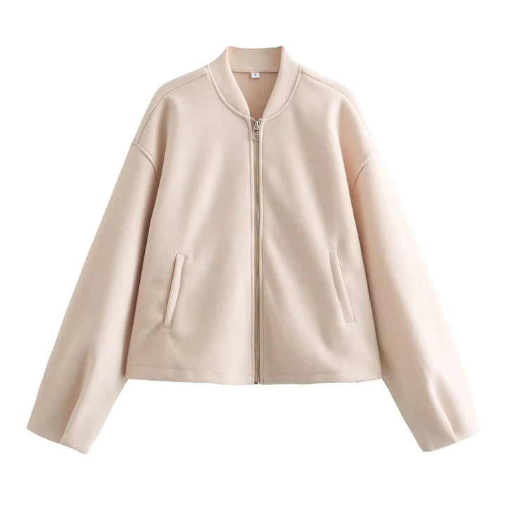 Fleece jacket for women with modern high collar and practical pockets Lune London