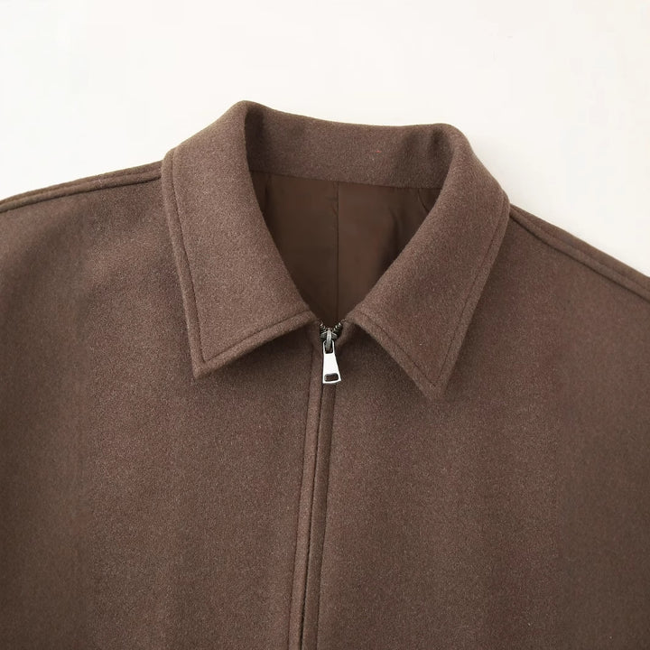 Transitional jacket for women with high collar and modern zipper Lune London