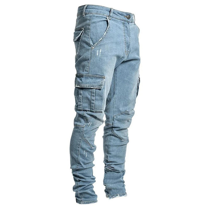 Men's Cargo Jeans with Multifunctional Pockets and Modern Slim-Fit Cut Chic Und Stil