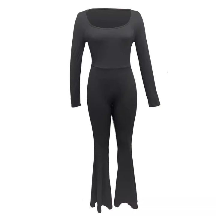 Elegant and fitted women's jumpsuit with wide legs and long sleeves Lune London