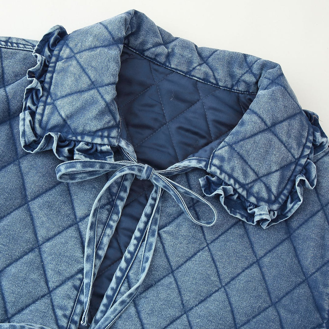 Quilted utility jacket for women with elegant collar and gathered details Lune London