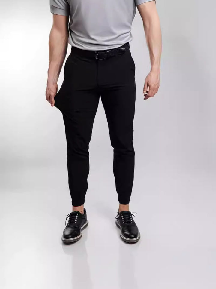 Slim-fit suit pants for men with elastic waistband and convenient pocket arrangement Lune London