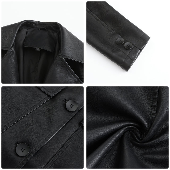 Trendy faux leather blazer for women with practical pockets Lune London