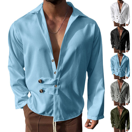 Elegant long sleeve shirt for men with asymmetric collar Lune London