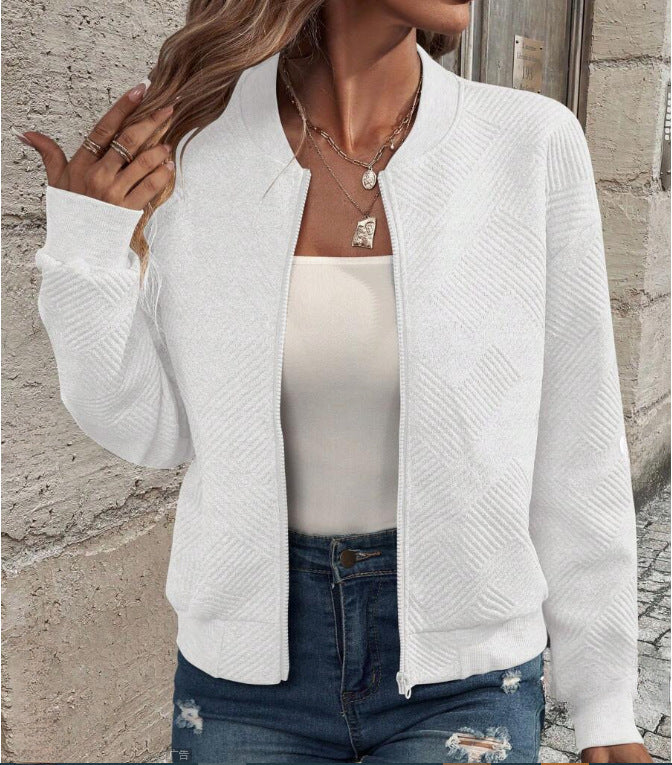 Ladies casual zip jacket with textured design Lune London