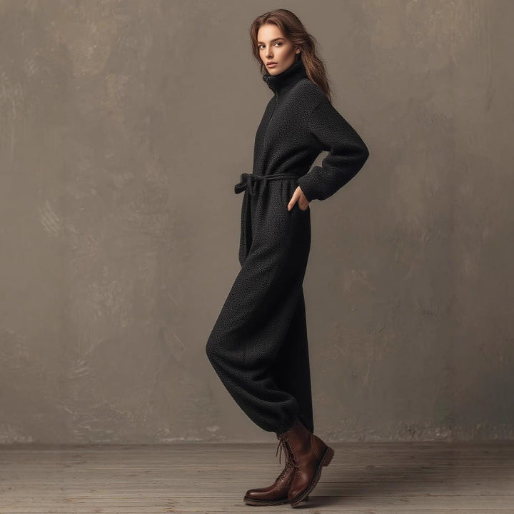 Ladies comfortable fleece jumpsuit with high collar Lune London