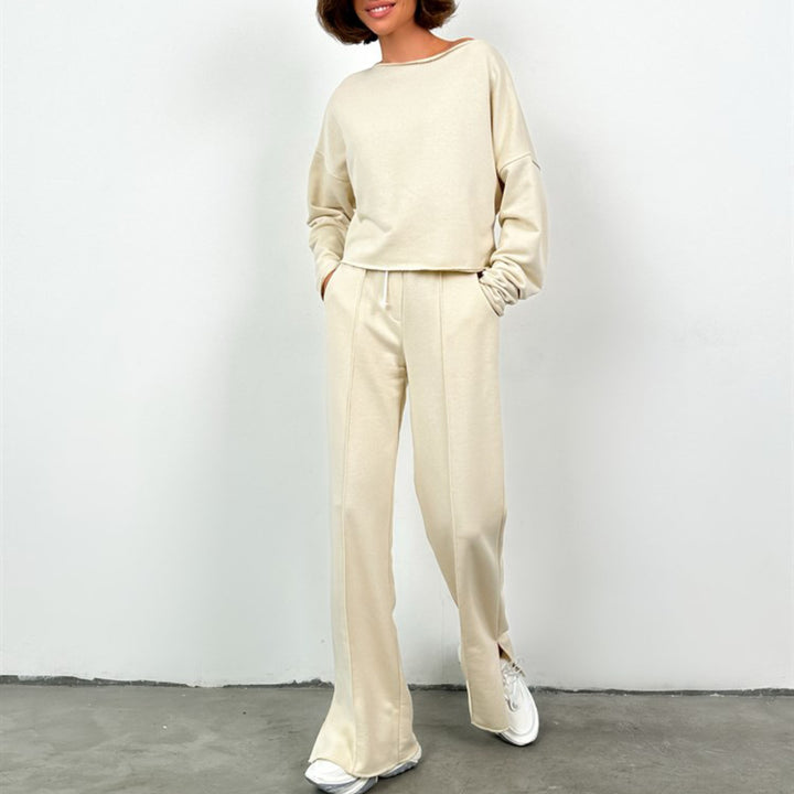 Lune London casual cropped sweatshirt and loose sweatpants set for women