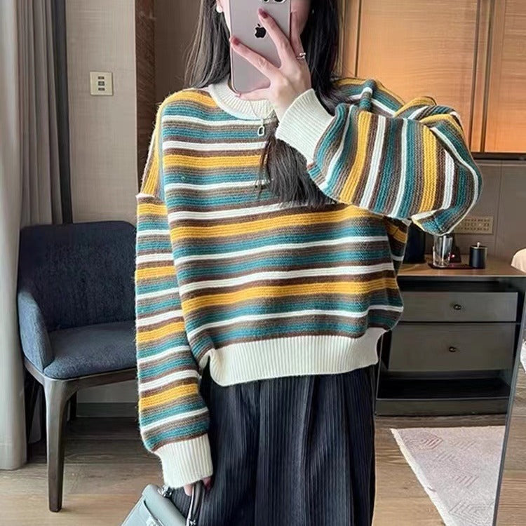 Striped knit sweater for women with a loose fit and modern details Lune London