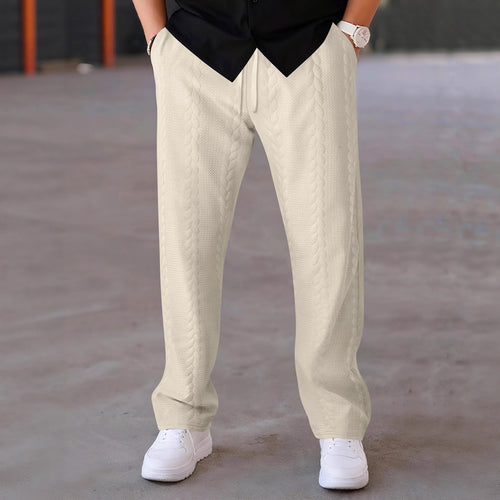 Men's stretch leisure pants with drawstring and textured design Lune London