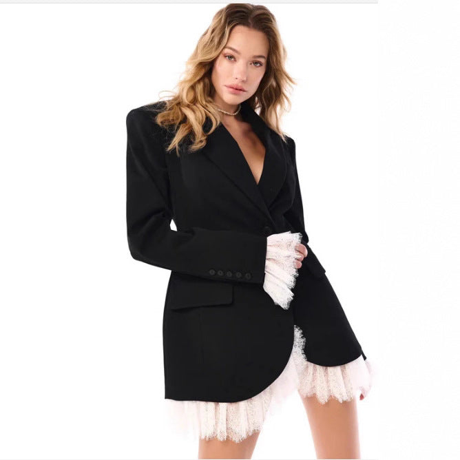 Blazer Oversize Femme avec Détails en Dentelle Chic & Stil