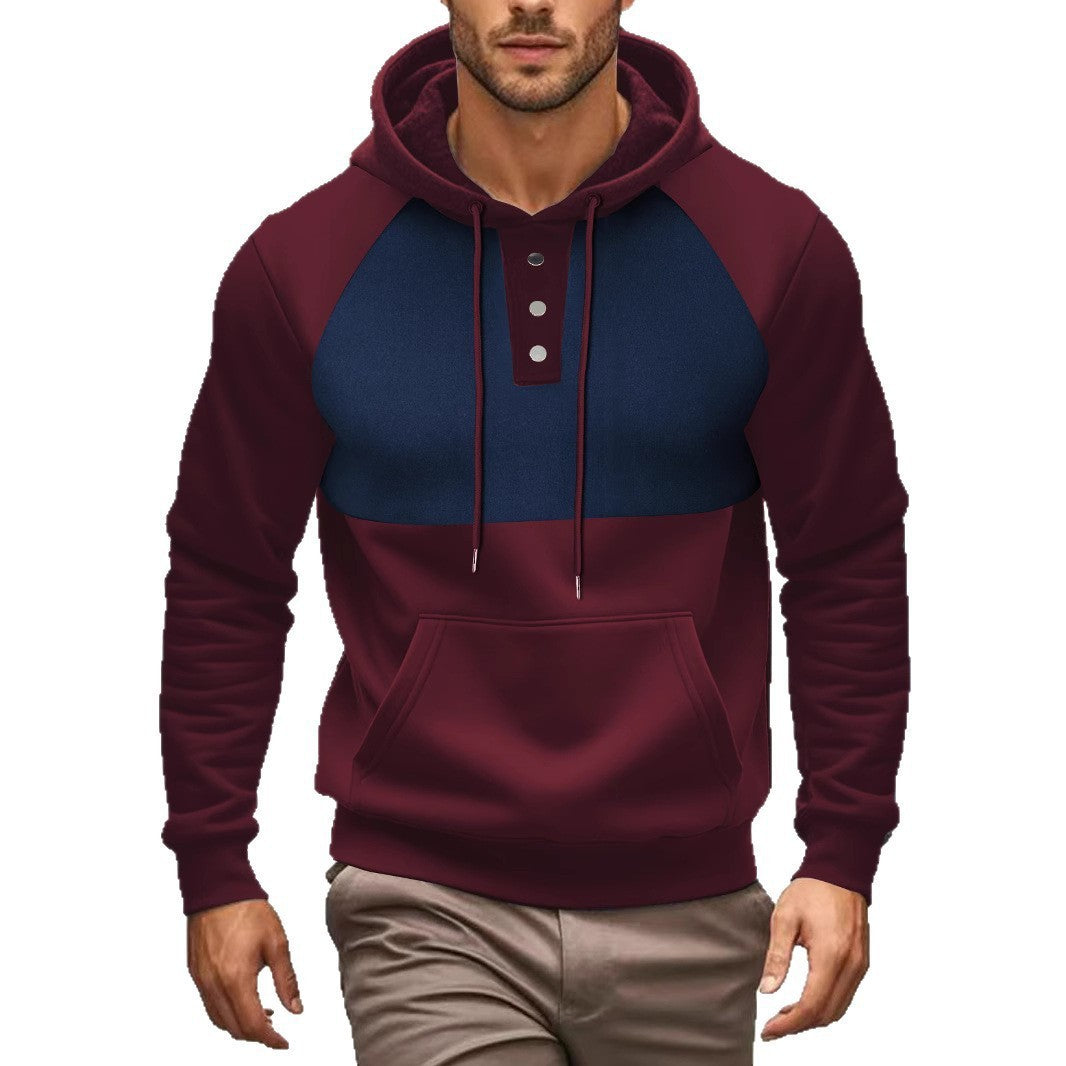 Men's Hoodie with button placket and contrasting details Lune London