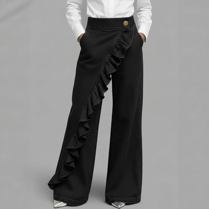 Women's Wide Jeans with Ruffle Detail Chic & Stil