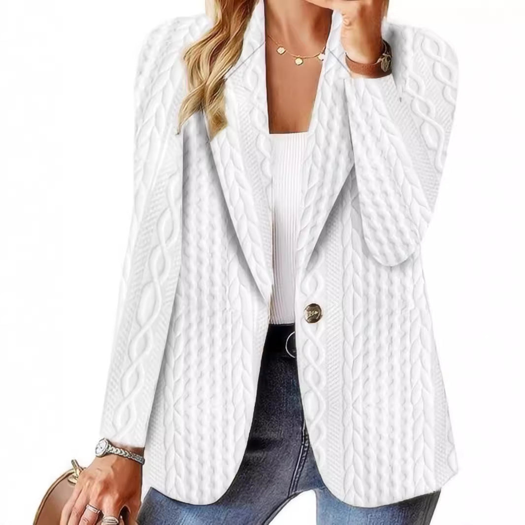 Women Elegant Knit Jacket with Textured Surface and Casual Fit Lune London