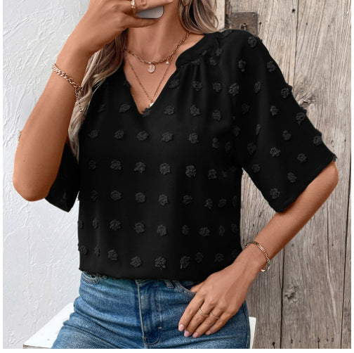 Ladies elegant top with structured floral pattern Lune London