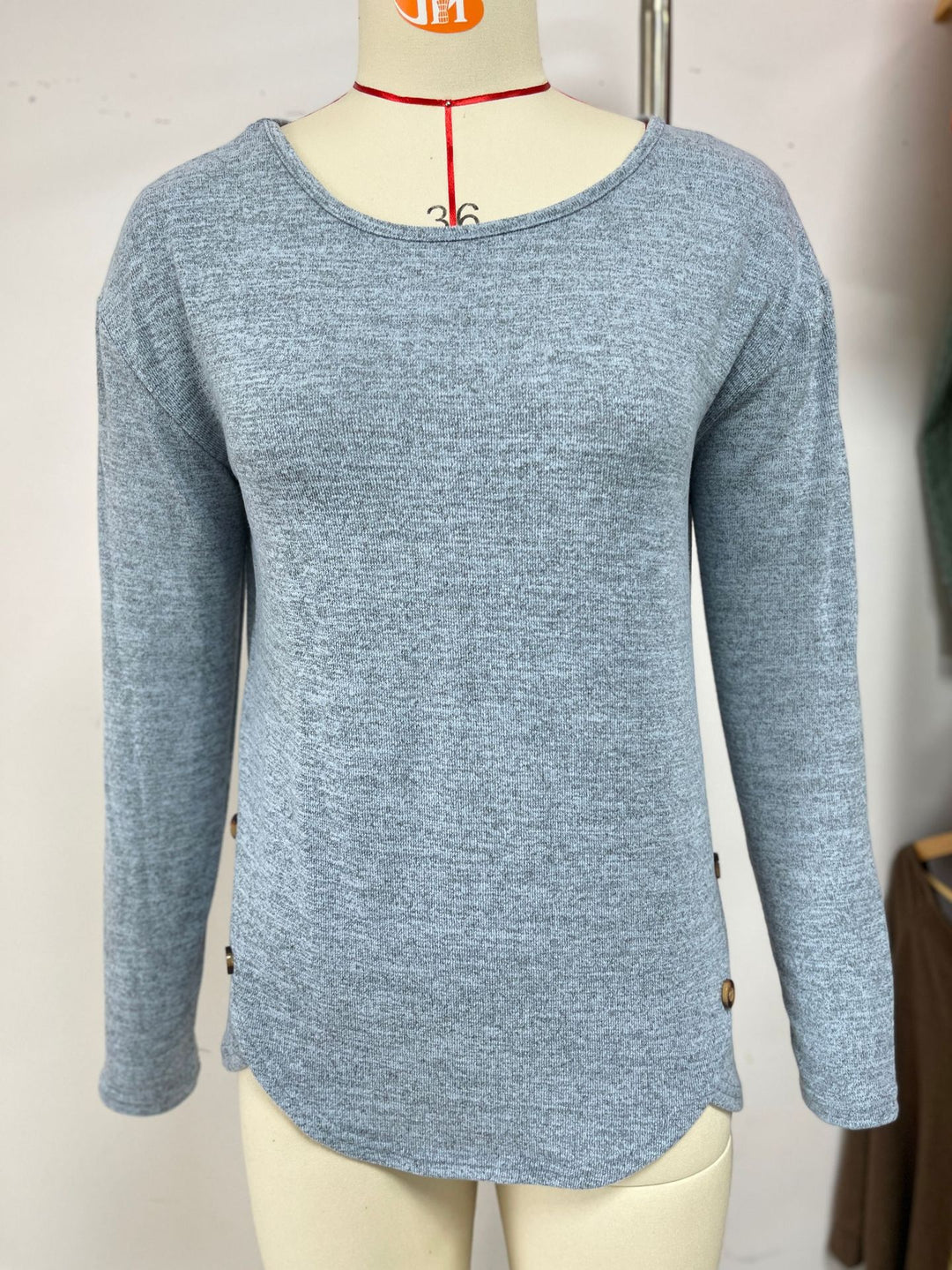 Women casual long sleeve top with modern button details Lune London