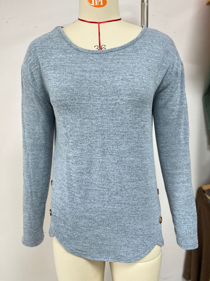 Women casual long sleeve top with modern button details Lune London