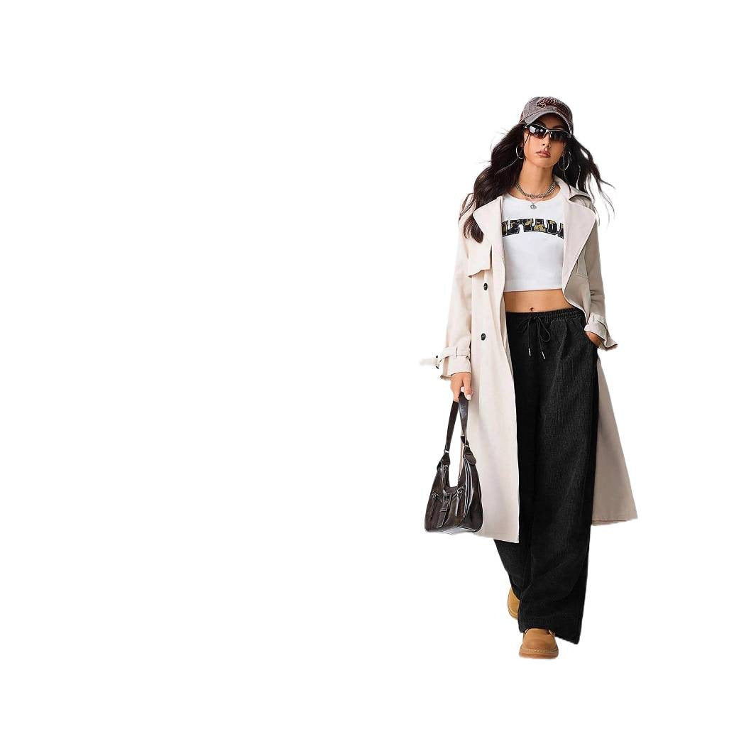 Wide corduroy pants for women with elastic waistband Lune London