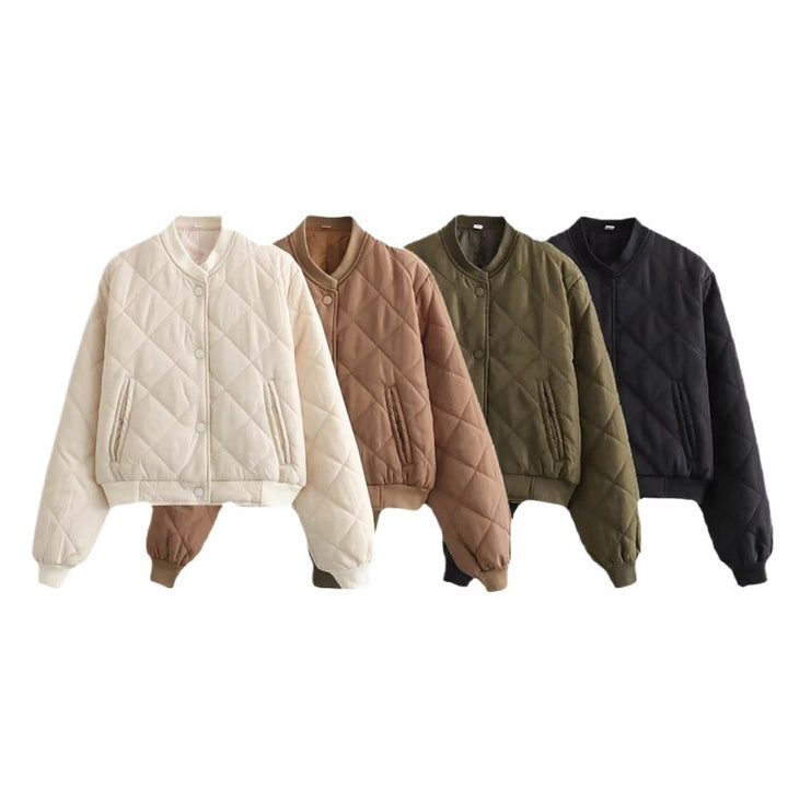 Quilted transition jacket for women with elastic cuffs and practical pockets Lune London