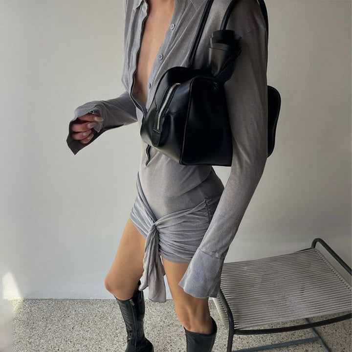 Shirt dress for women with side laces and long sleeves Lune London