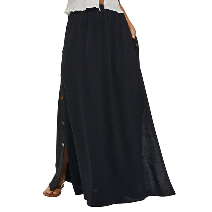 High-waisted maxi skirt for women with button details Lune London