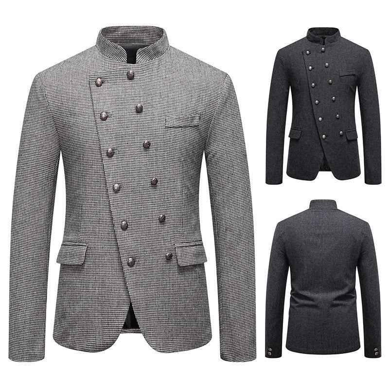Double-breasted men's blazer with a modern plaid pattern Lune London