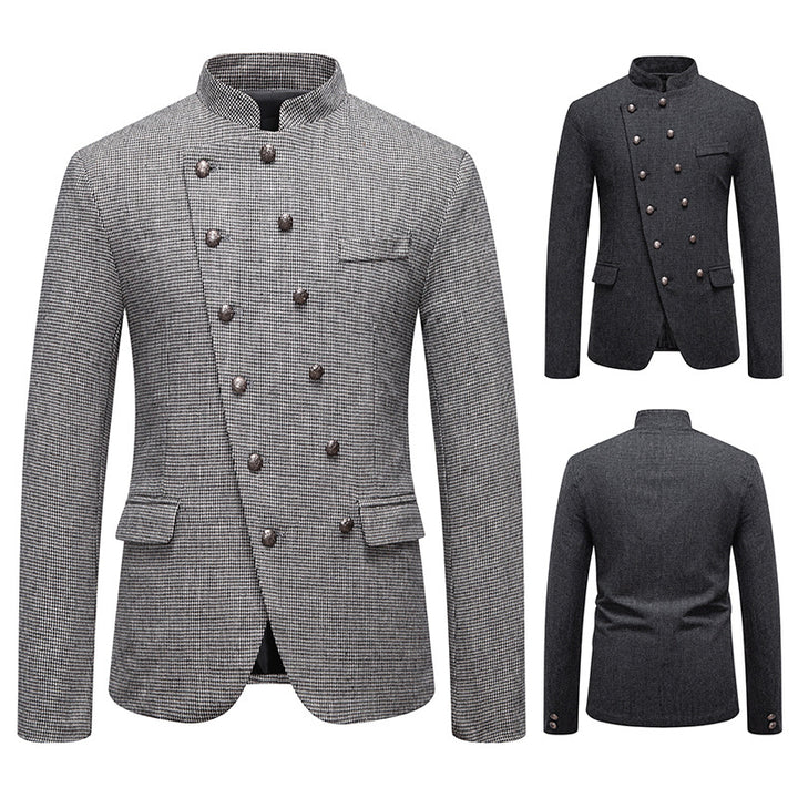 Double-breasted men's blazer with a modern plaid pattern Lune London