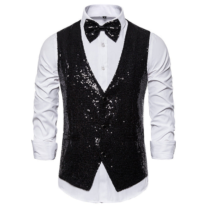 Men's Sparkling Festive Vest with Matching Bow Tie Lune London