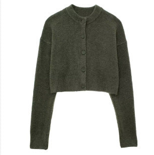 Cropped knit jacket for women with elegant button details Lune London
